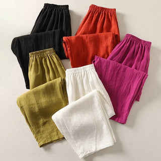 Amalia™ - Flowy trousers in cotton and linen