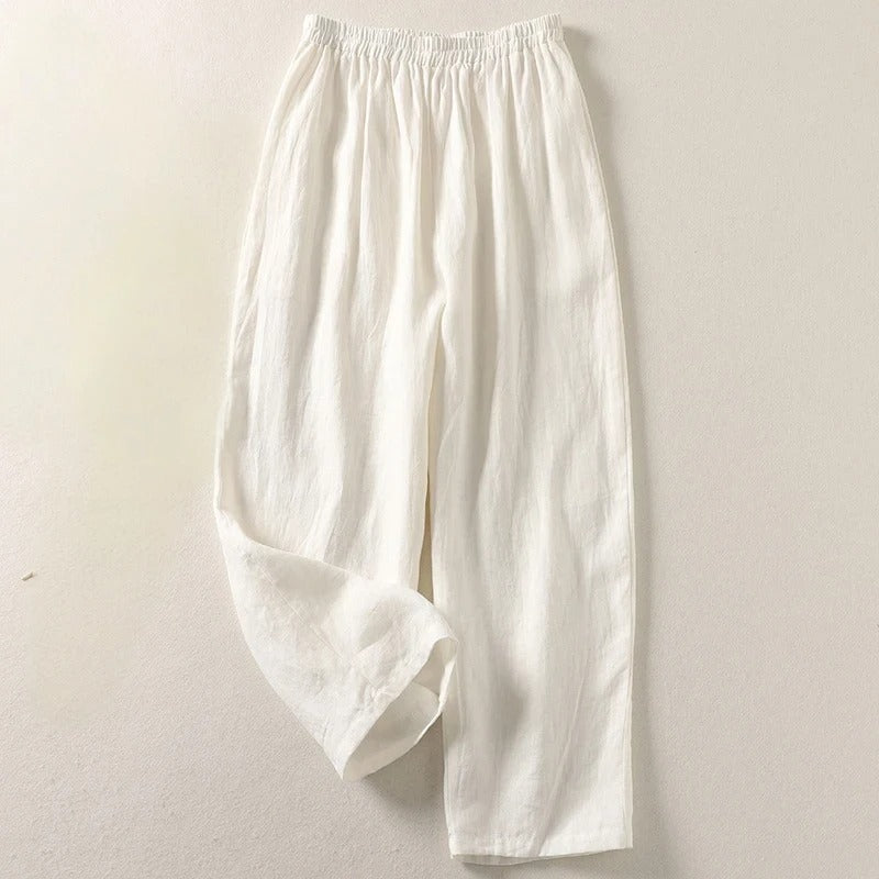 Amalia™ - Flowy trousers in cotton and linen