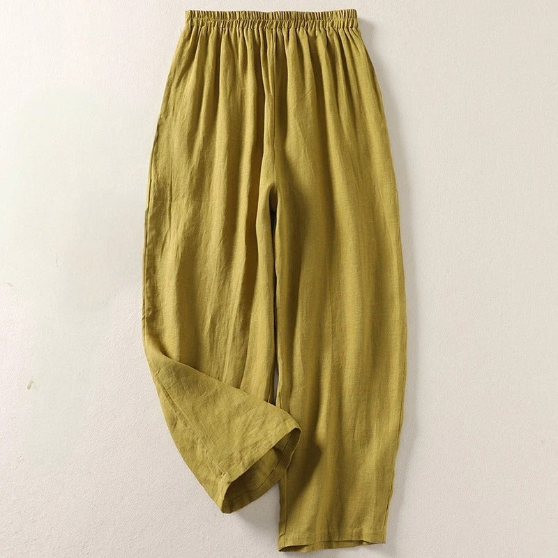 Amalia™ - Flowy trousers in cotton and linen