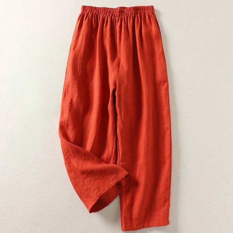 Amalia™ - Flowy trousers in cotton and linen