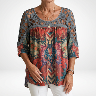 Zénaïde™ — Ethnic bohemian print blouse, natural femininity