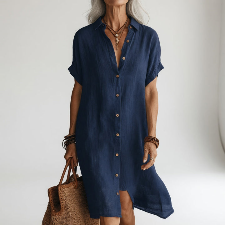 Timéa™ — Breathable midi shirt dress, Parisian elegance
