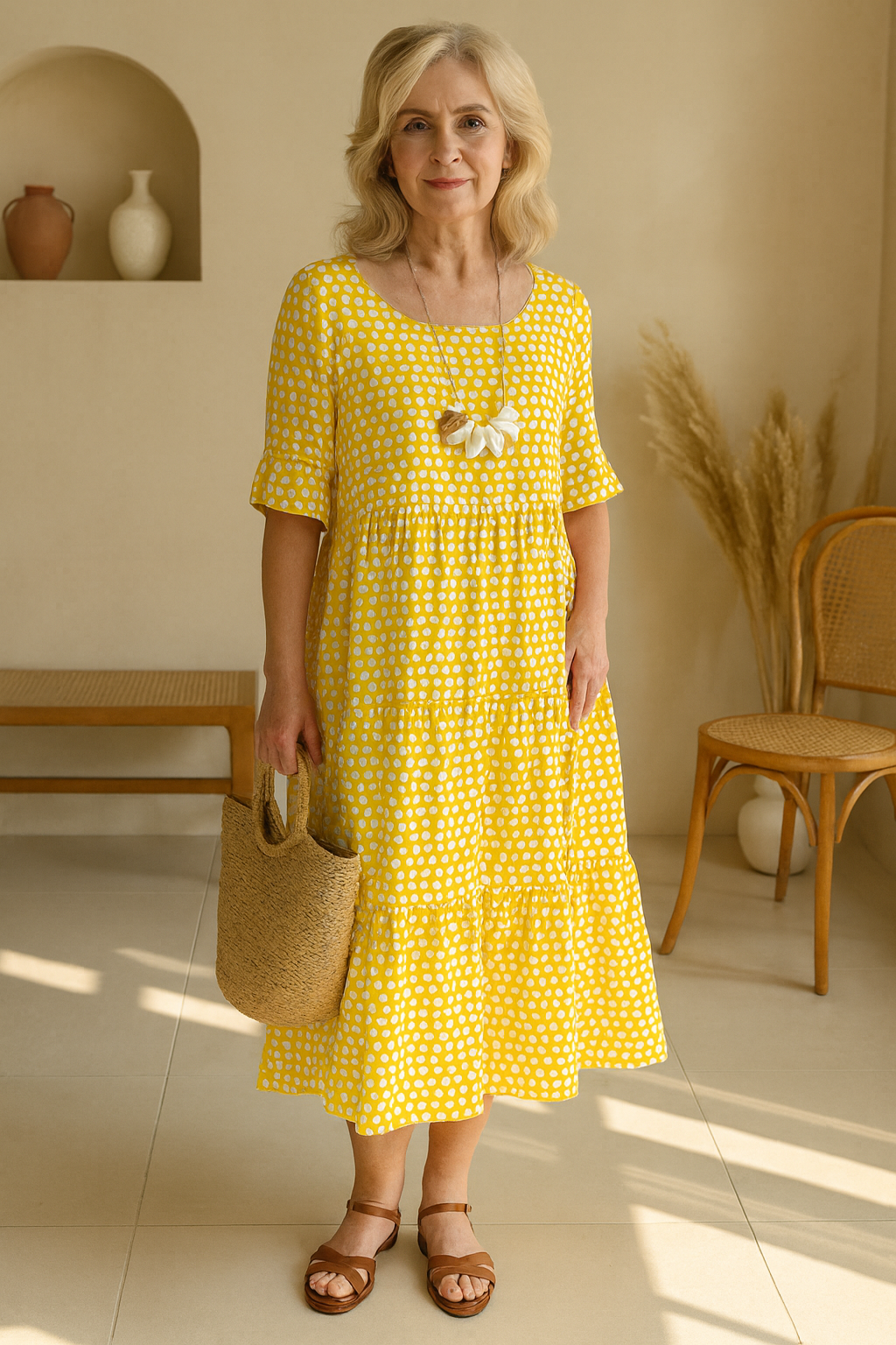 Noémie™ — Elegant, natural, flowing midi dress