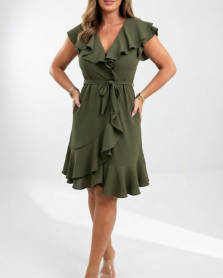 Célyane™ — Feminine flowing black wrap dress