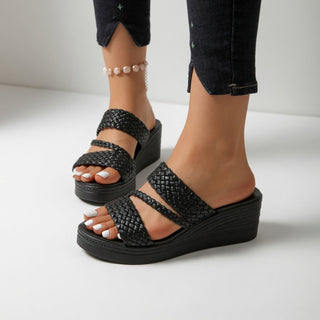 Tresseline™ — Lightweight, colorful braided wedge mule for summer