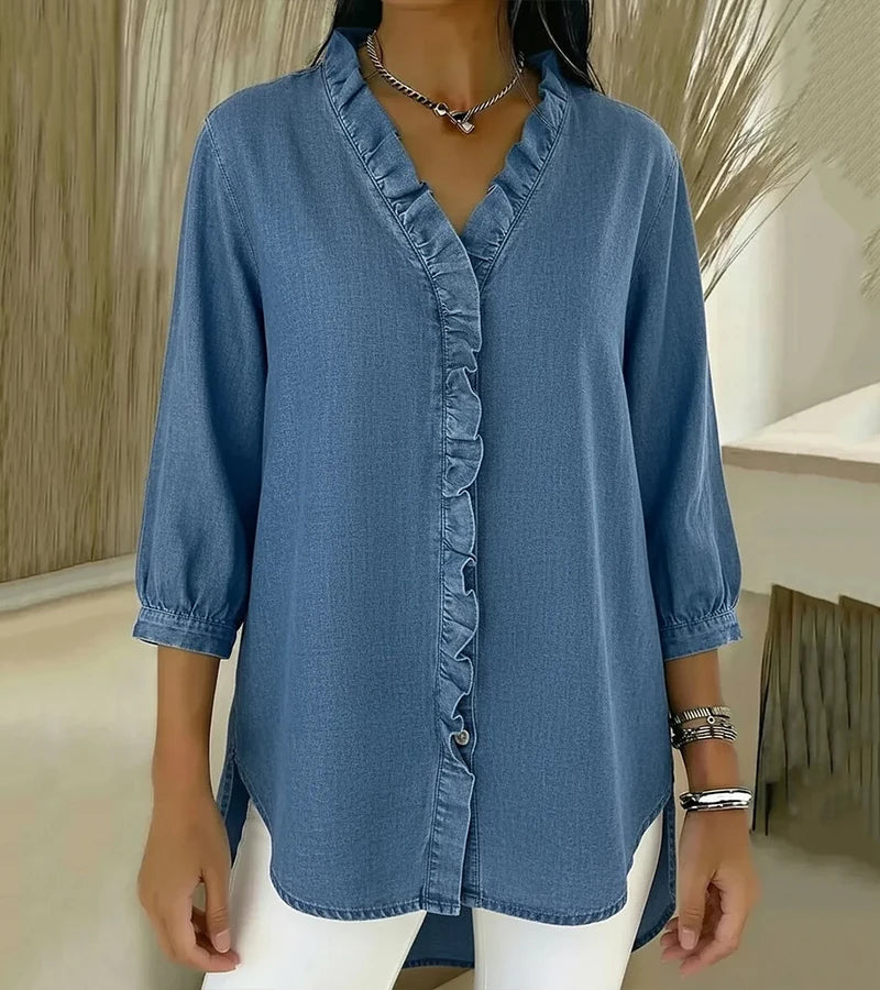 Clémence™ — Flowy blouse with V-neck