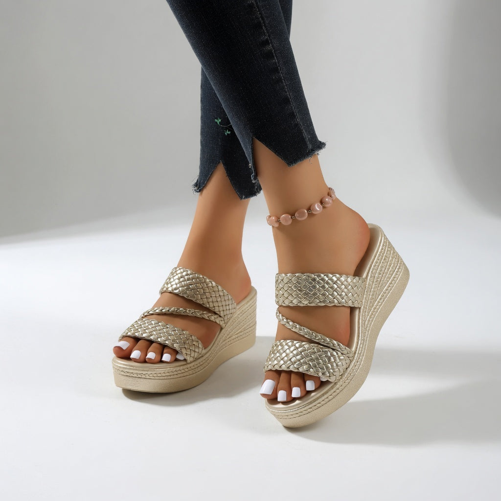 Tresseline™ — Lightweight, colorful braided wedge mule for summer