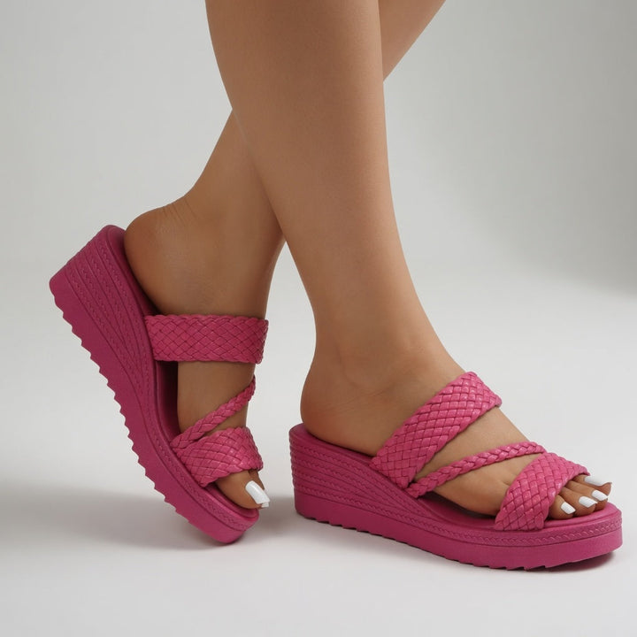 Tresseline™ — Lightweight, colorful braided wedge mule for summer