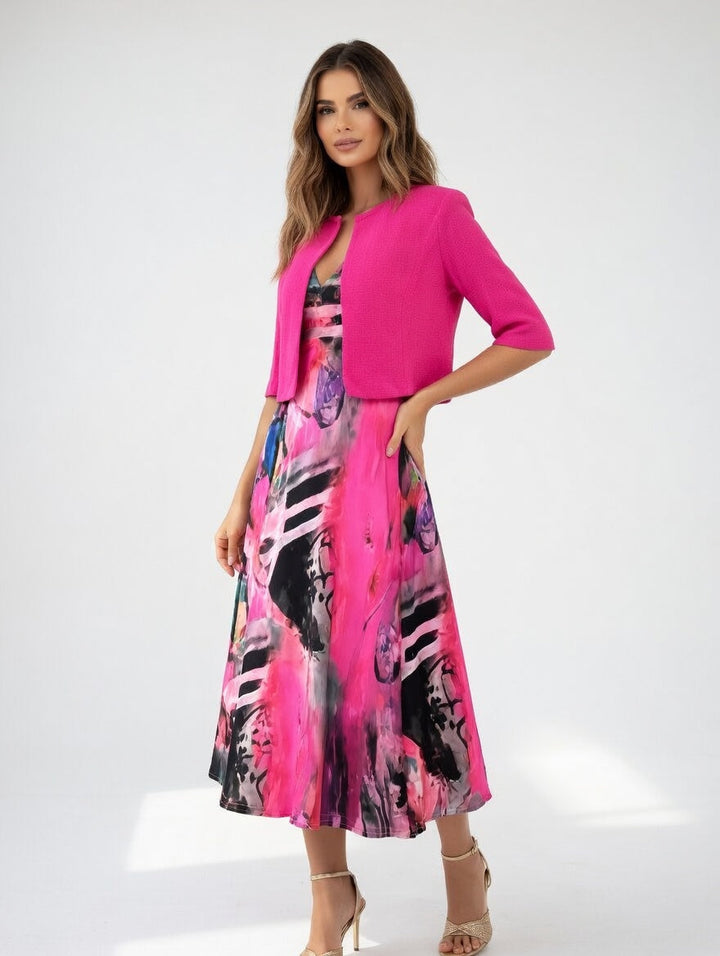 Maéliane™ — Elegant flowing printed midi dress