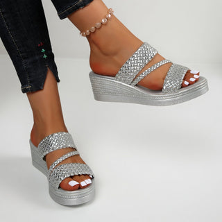 Tresseline™ — Lightweight, colorful braided wedge mule for summer