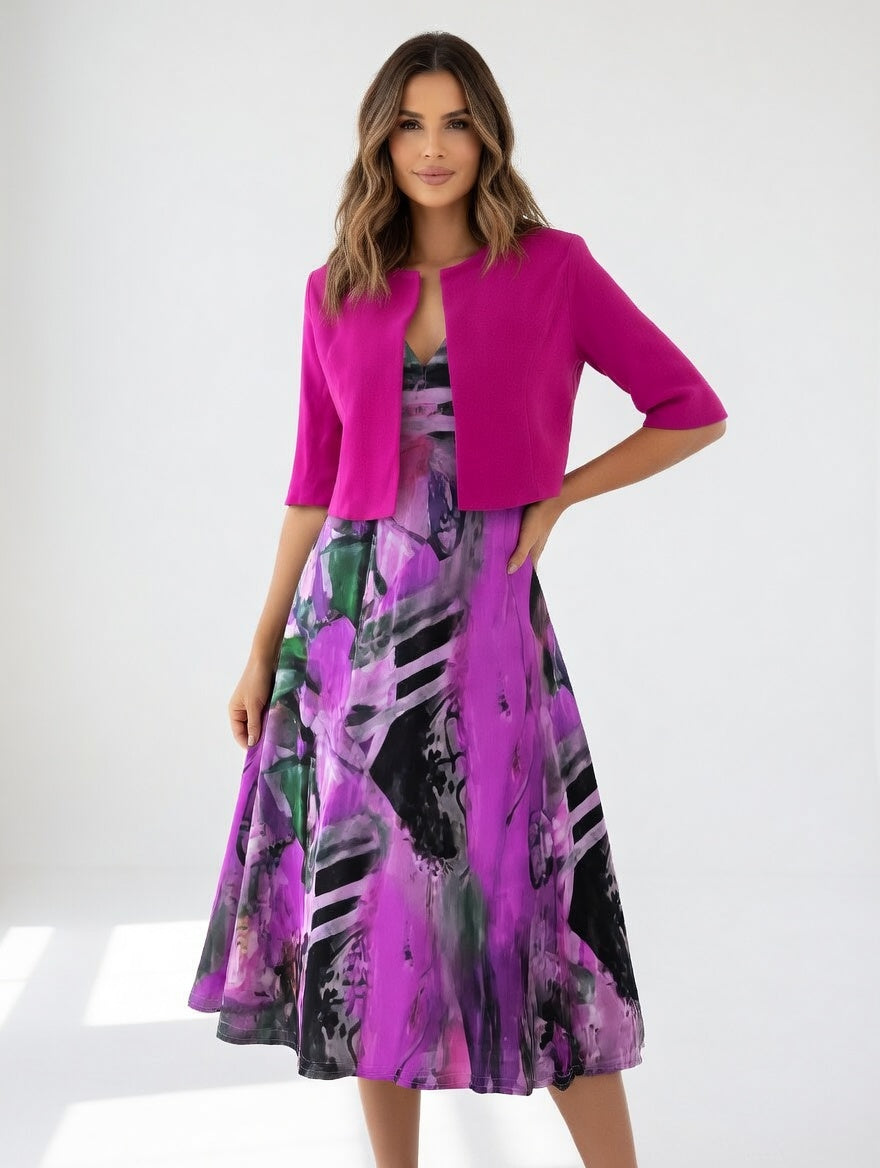 Maéliane™ — Elegant flowing printed midi dress