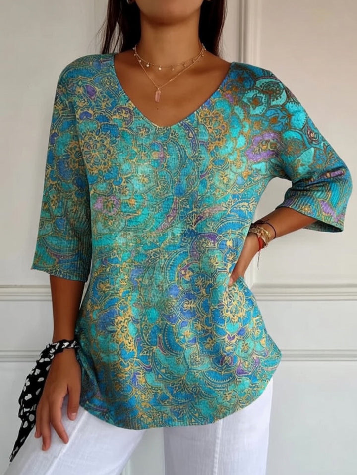 Bérangère™ — Elegant flowing blouse with a refined print